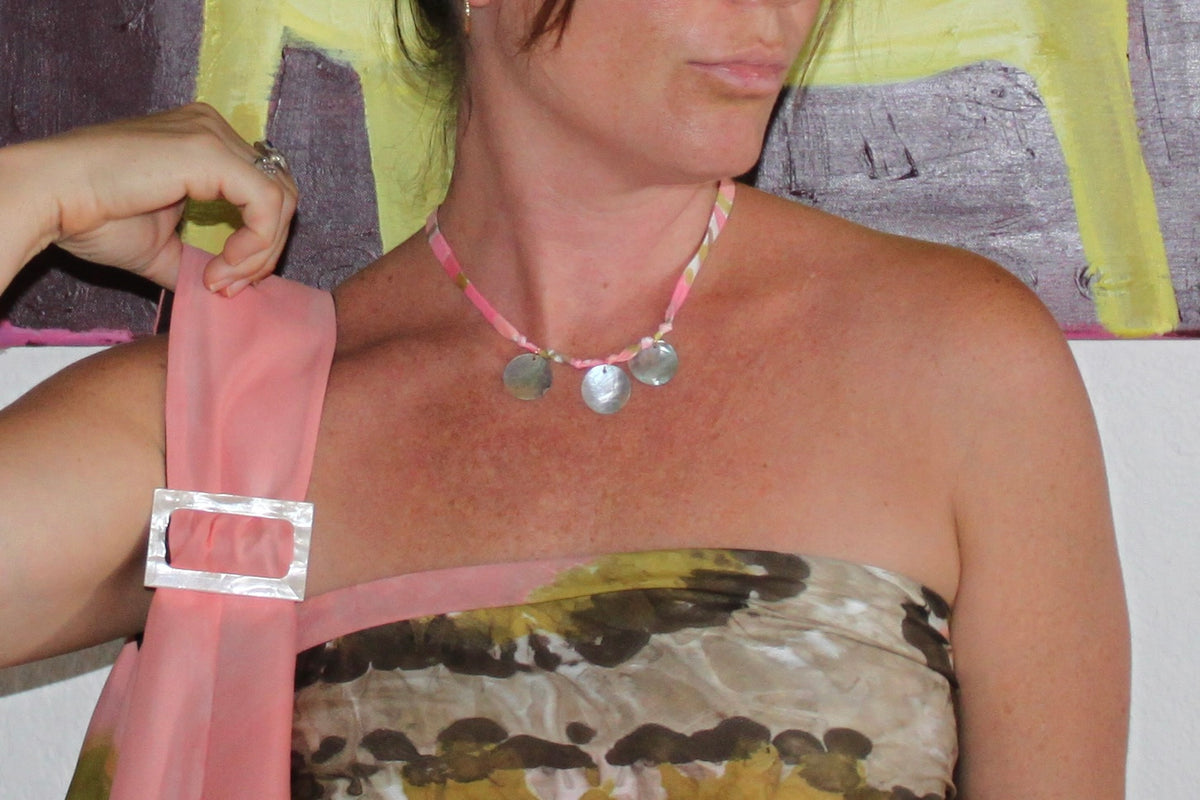 SILK NECKLACE - PEACH BELLINI